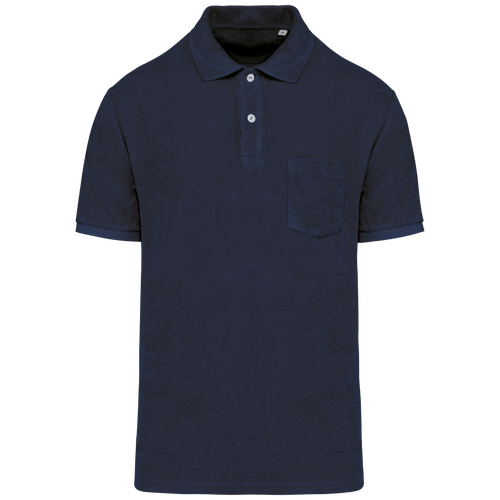 Native Spirit Men's Terry Towel polo shirt in navy, style NS227