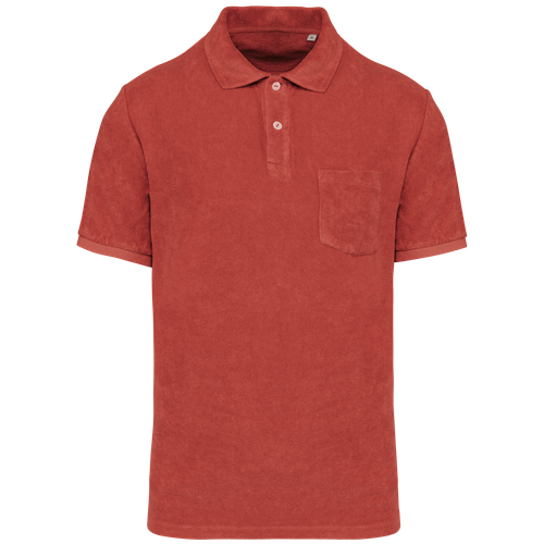 Native Spirit Men's Terry Towel polo shirt in red, style NS227