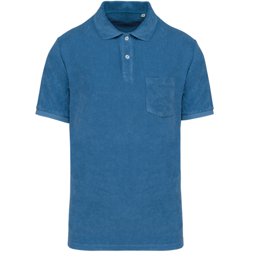 Native Spirit Men's Terry Towel polo shirt in blue, style NS227