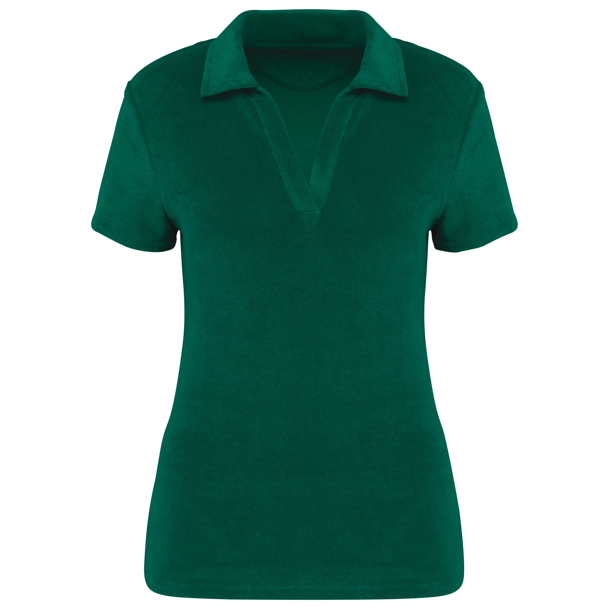 Native Spirit Women's Terry Towel polo shirt in green, style NS228