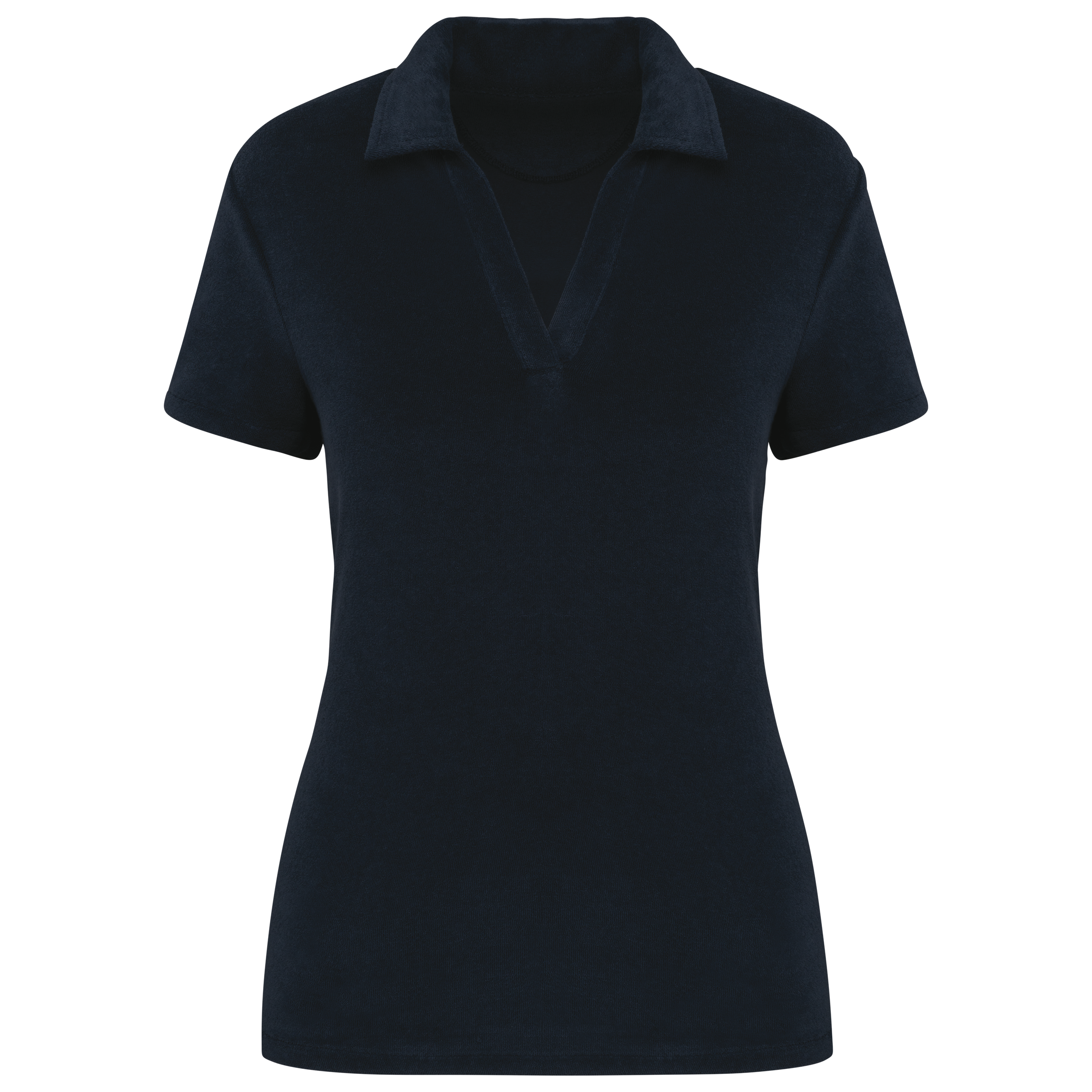 Native Spirit Women's Terry Towel polo shirt in navy, style NS228