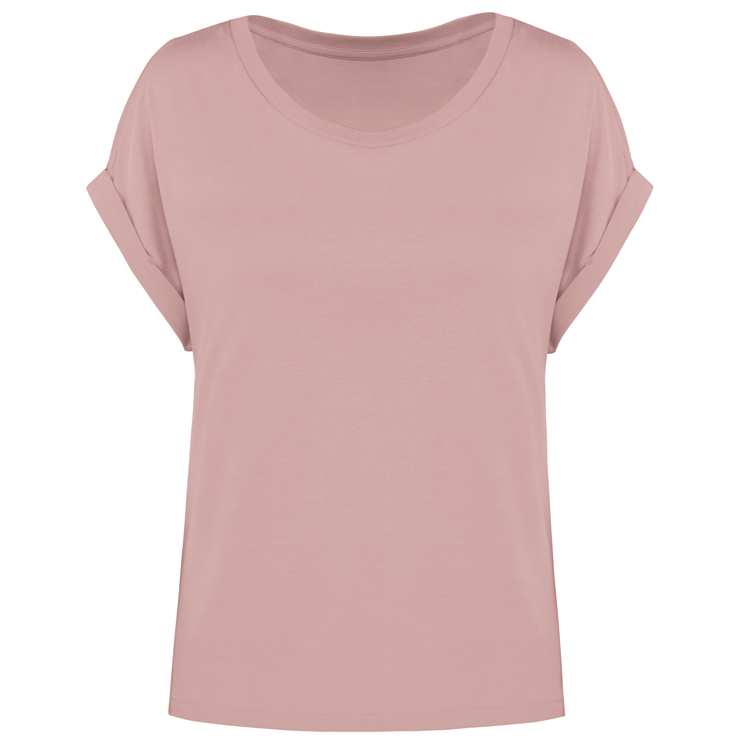 Native Spirit Women's rolled-up sleeves t-shirt in pink, style NS309