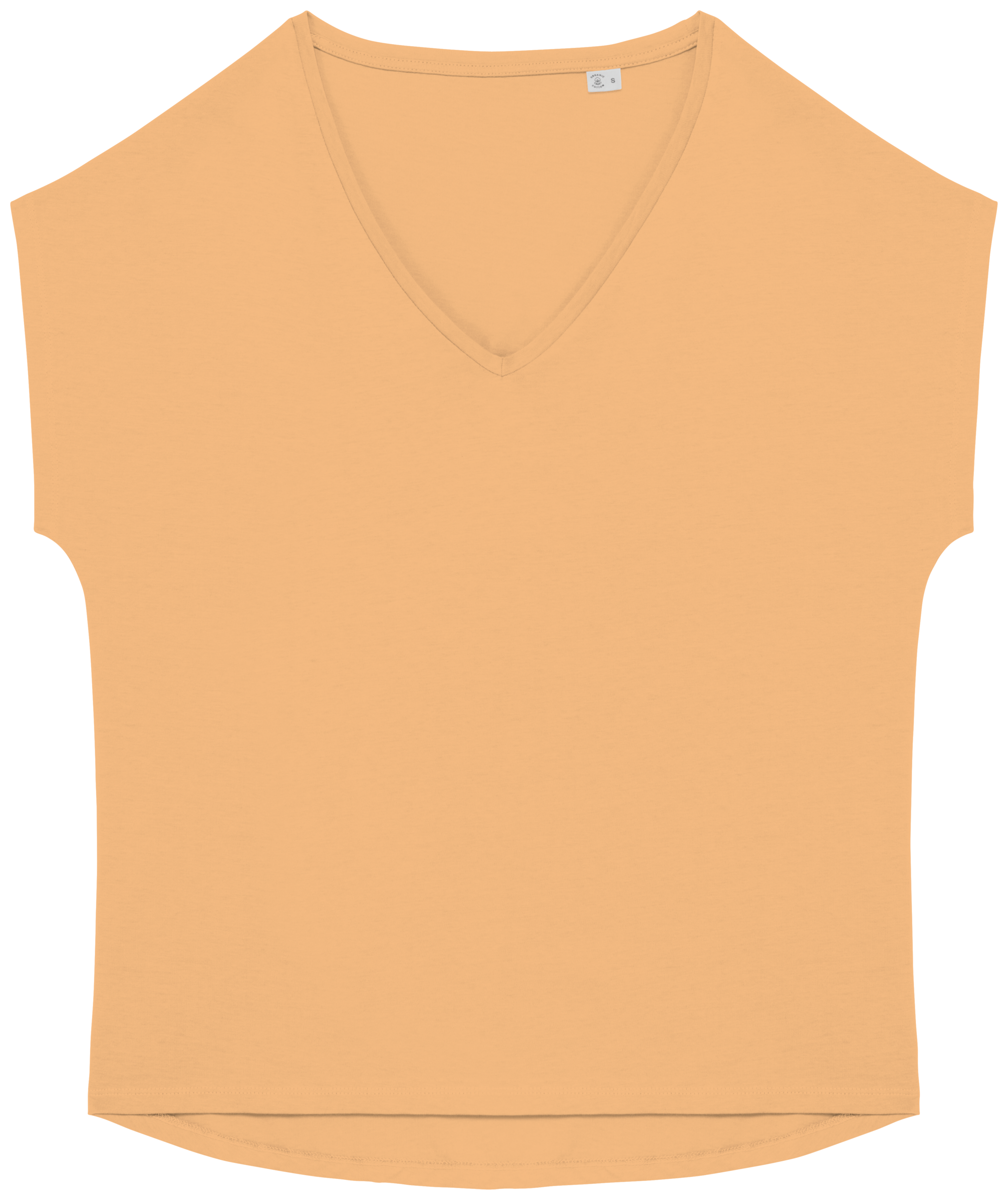 T-shirt loose eco-responsável decote V de senhora — Laranja Frente