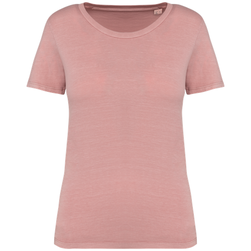 Native Spirit Women's washed effect t-shirt in pink, style NS316