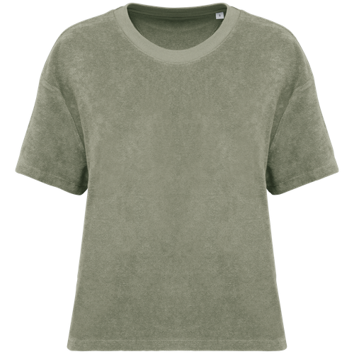 Native Spirit Women's Terry Towel t-shirt in green, style NS328