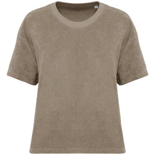 Native Spirit Women's Terry Towel t-shirt in brown, style NS328