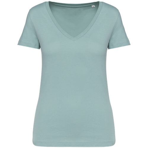 Native Spirit Women's V-neck t-shirt in green, style NS334