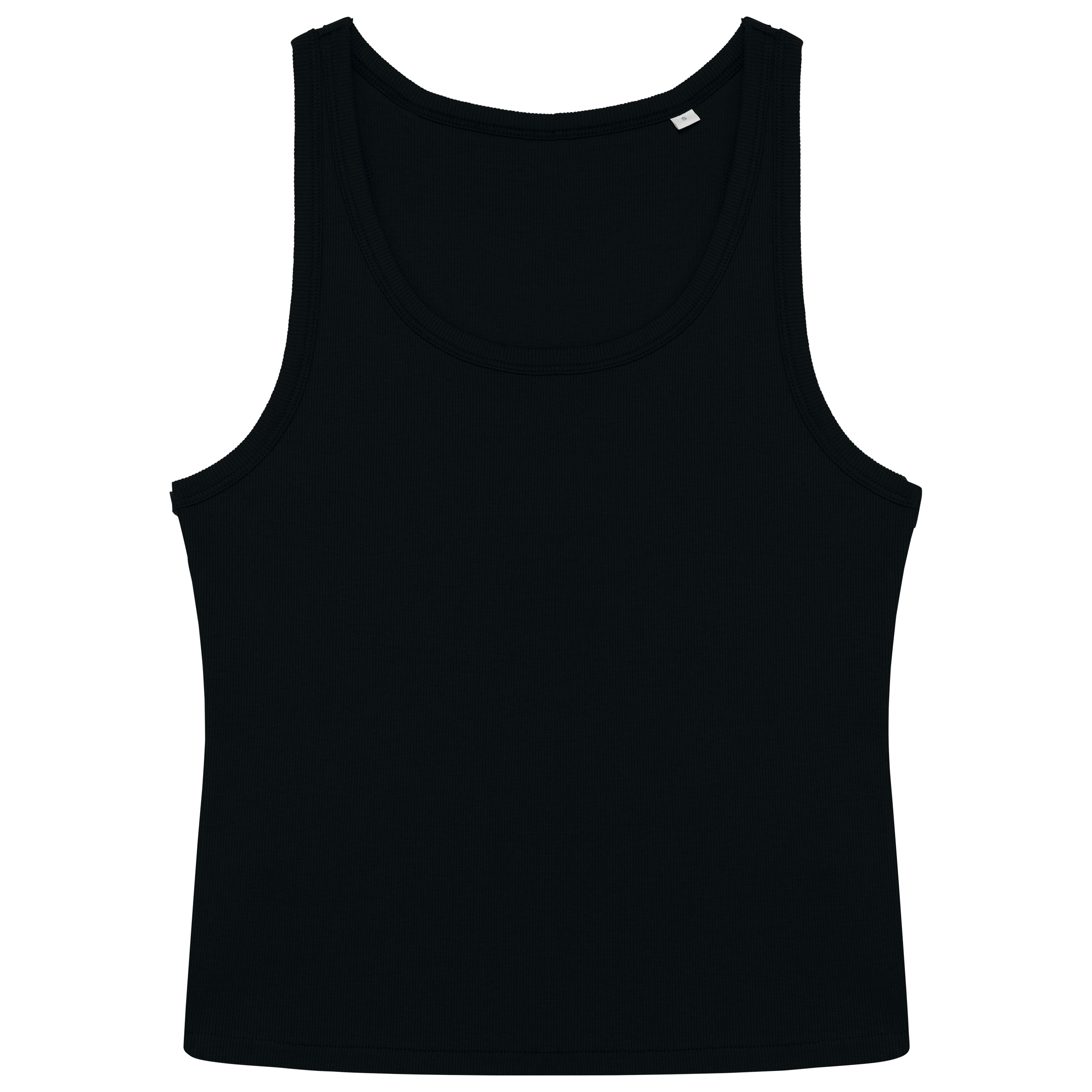 Top eco-responsável canelado de senhora — Preto Frente