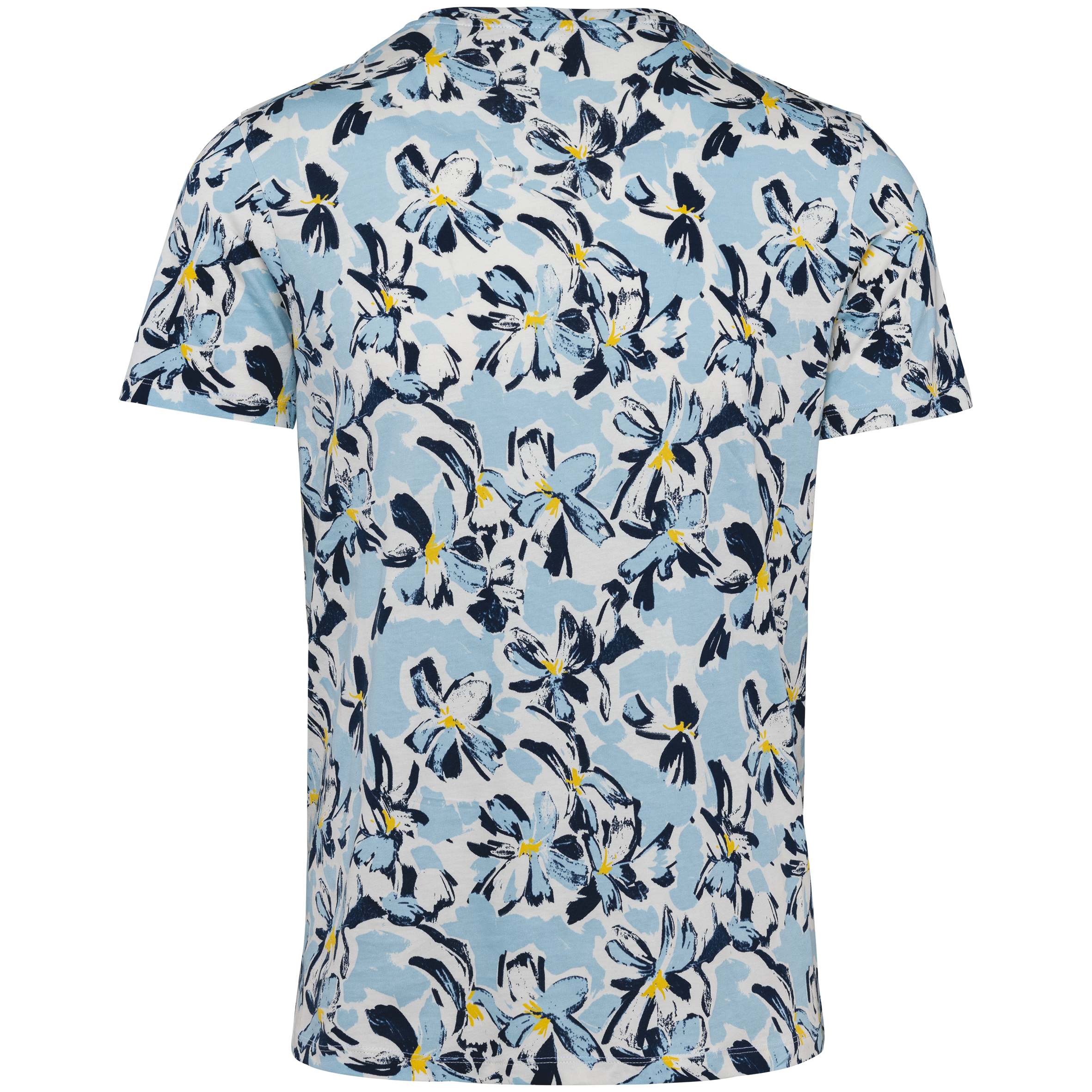 T-shirt eco-responsável com padrão tropical de homem - Ivory Floral Blue
