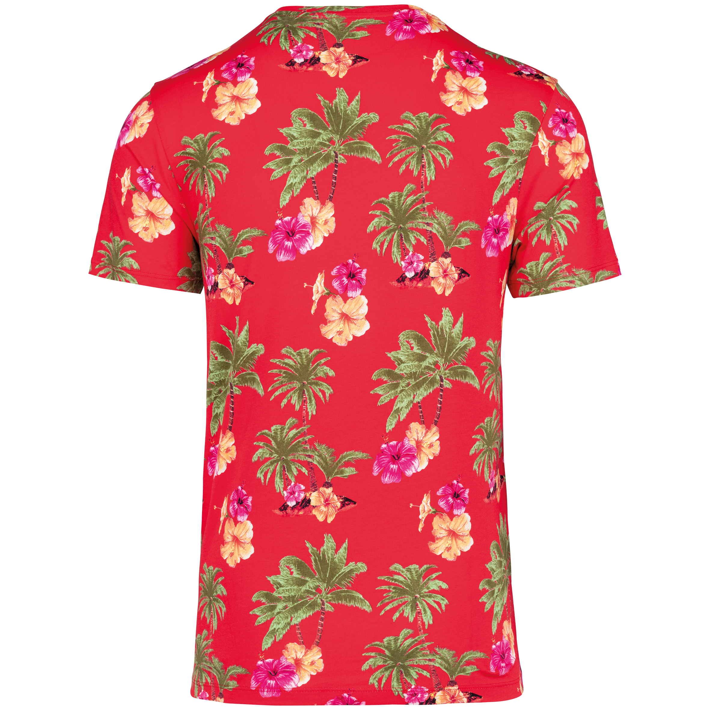 T-shirt eco-responsável com padrão tropical de homem - Red Hawaiian