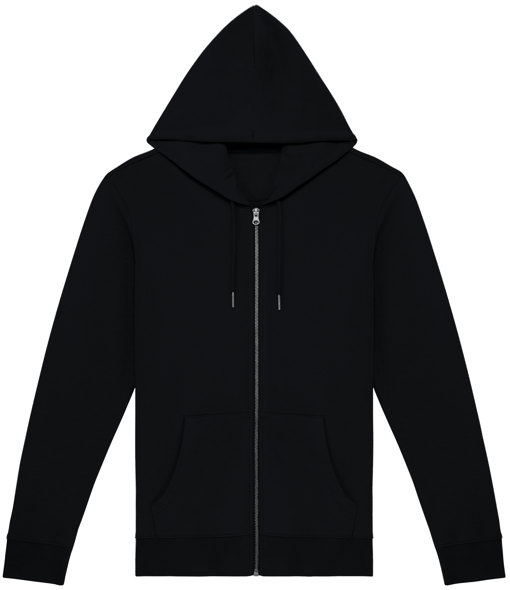 Sweatshirt eco-responsável com fecho e capuz unissexo — Preto Frente
