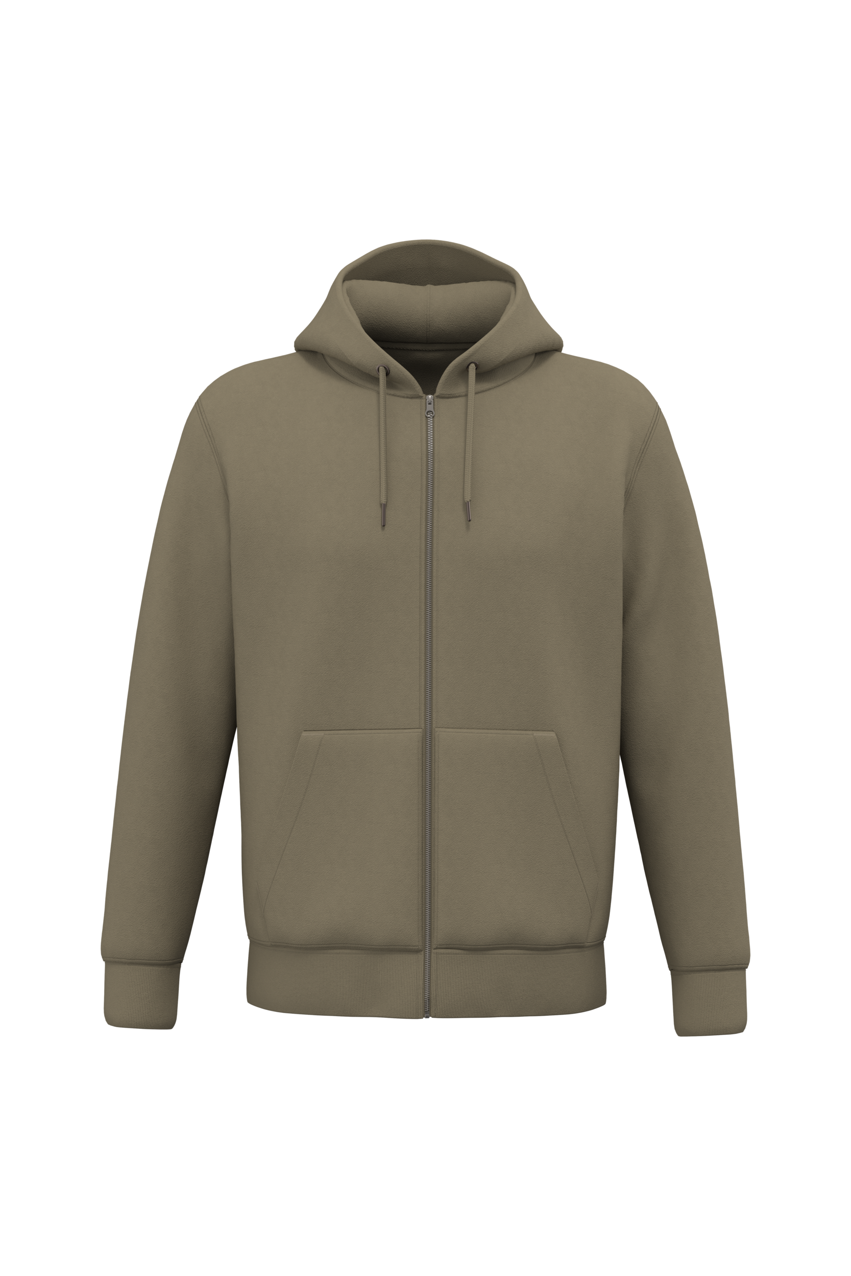 Native Spirit Unisex full zip hooded sweatshirt in khaki & olive, style NS402