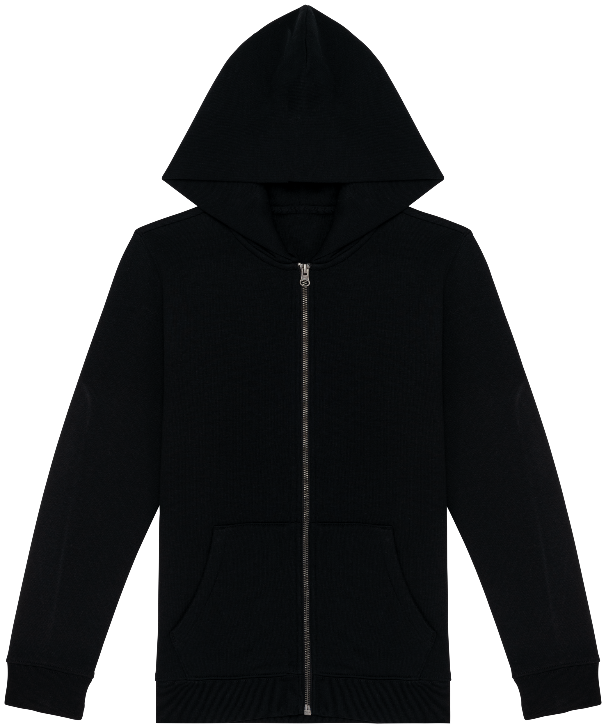 Sweatshirt eco-responsável com fecho e capuz de criança — Preto Frente