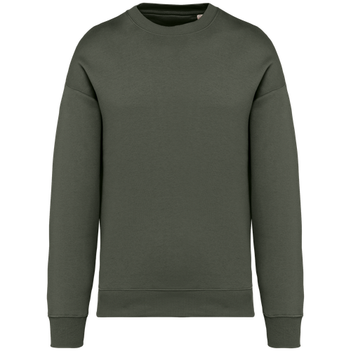 Native Spirit Unisex oversize round neck sweatshirt in khaki & olive, style NS407