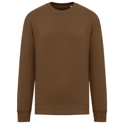 Native Spirit Unisex oversize round neck sweatshirt in brown, style NS407