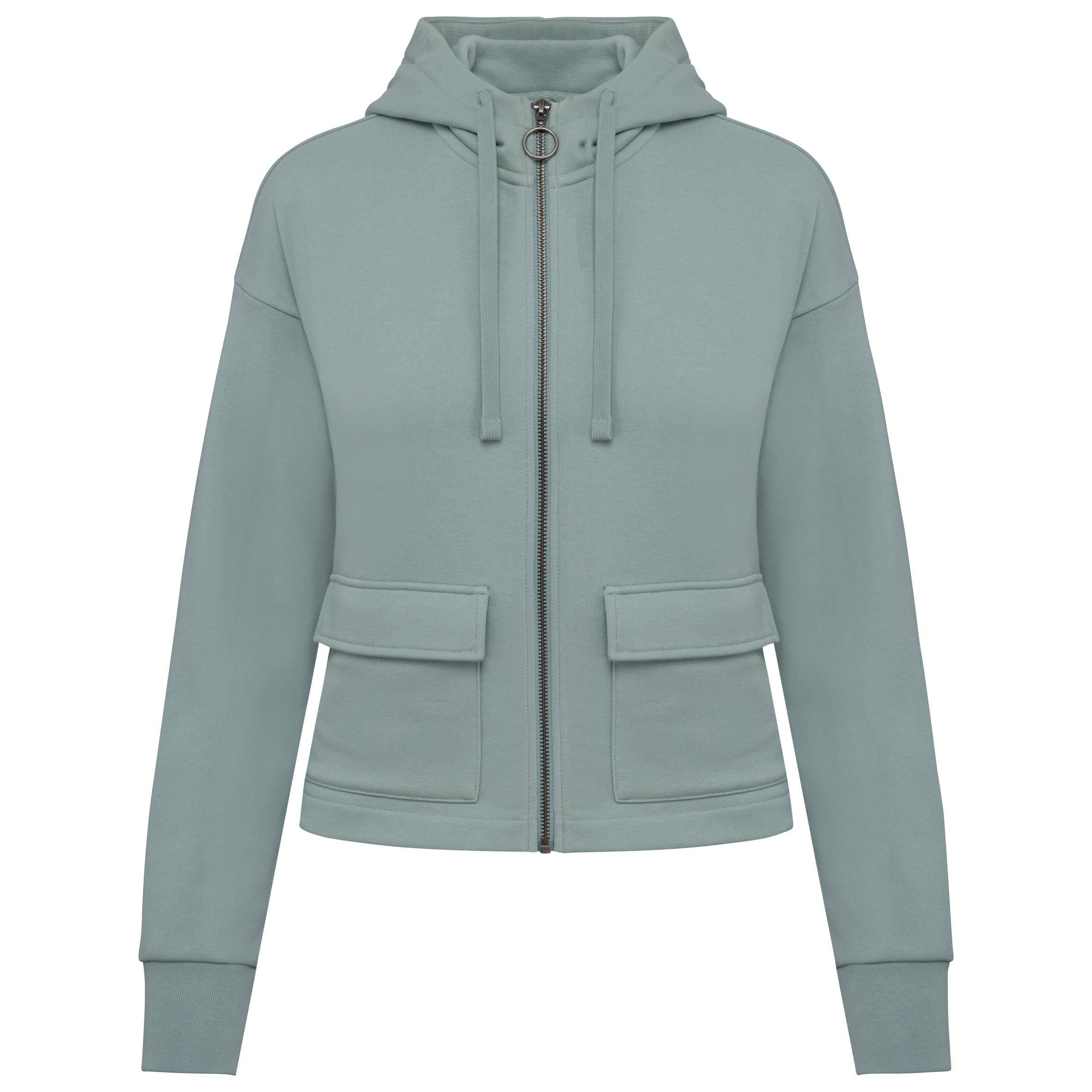 Sweat-shirt écoresponsable zippé à capuche French Terry femme - Image 15