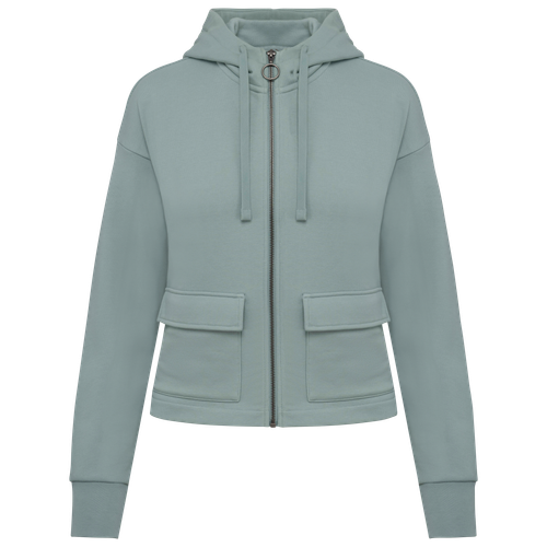 Native Spirit Women's French Terry full zip hooded sweatshirt in green, style NS409