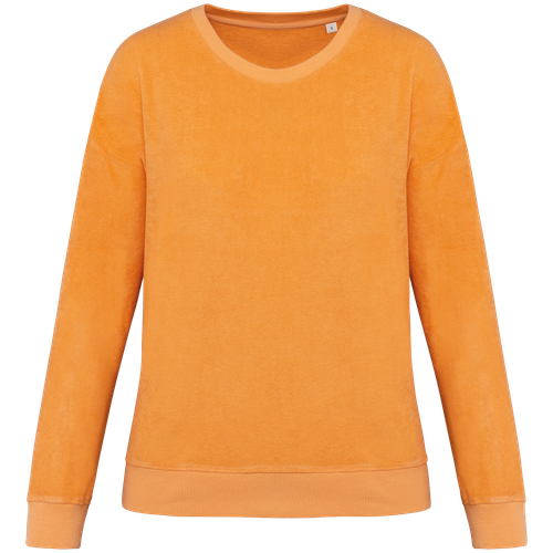 Native Spirit Women's Terry Towel sweatshirt in orange, style NS413