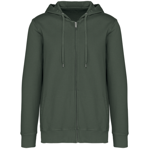 Native Spirit Unisex French Terry full zip hooded sweatshirt in khaki & olive, style NS417