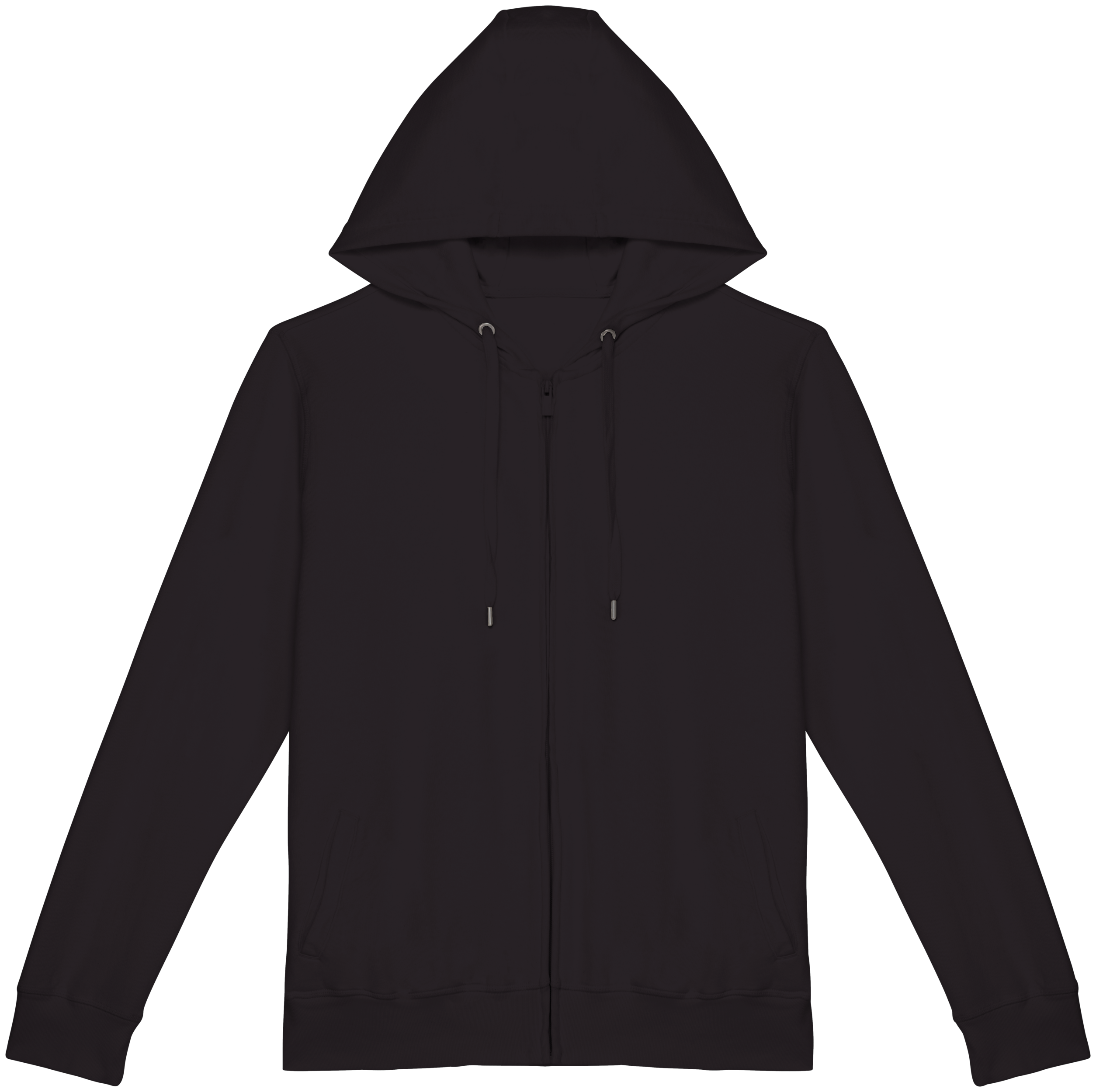 Sweatshirt eco-responsável com fecho e capuz French Terry unissexo — Preto Frente