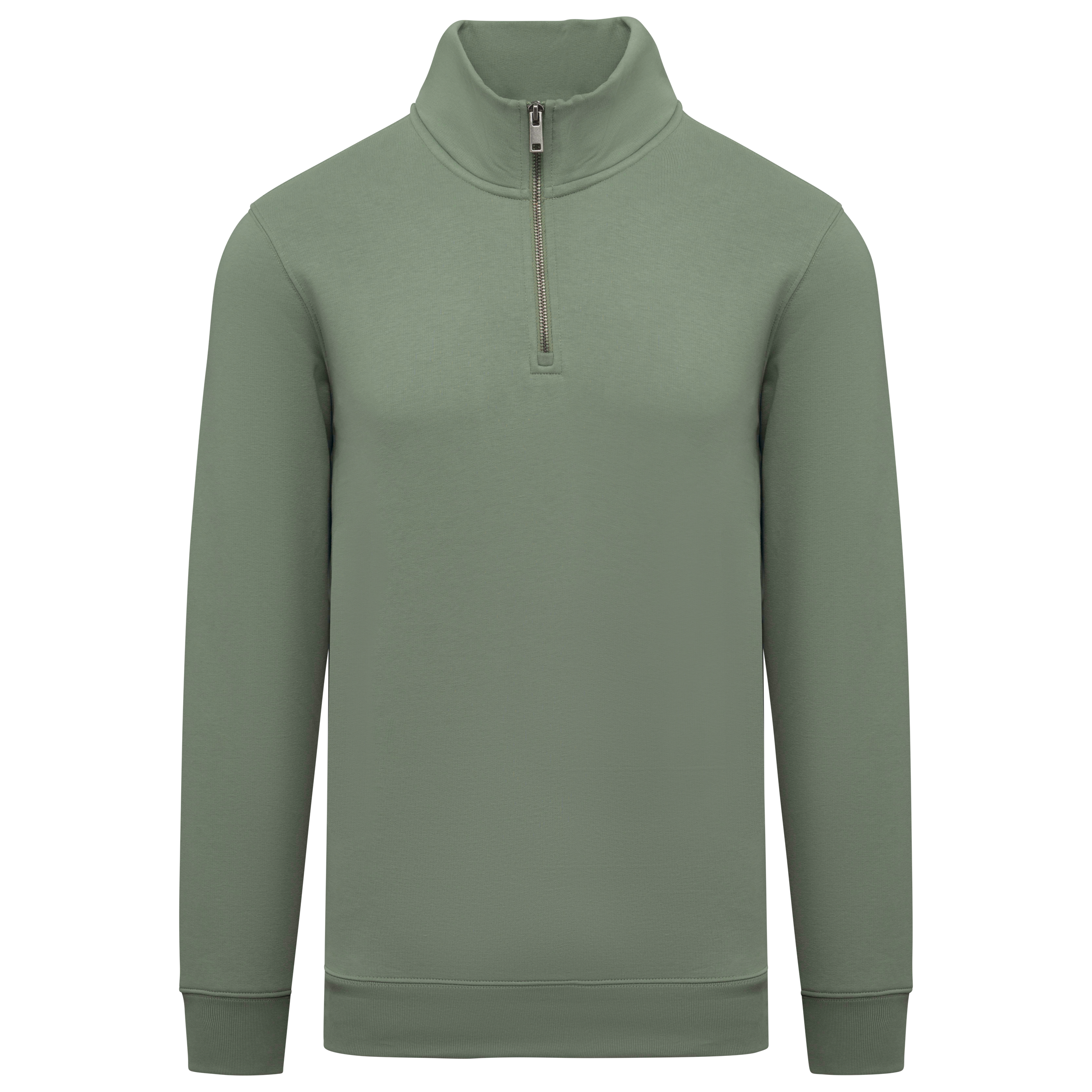 Native Spirit Men's zip high neck sweatshirt in khaki & olive, style NS428