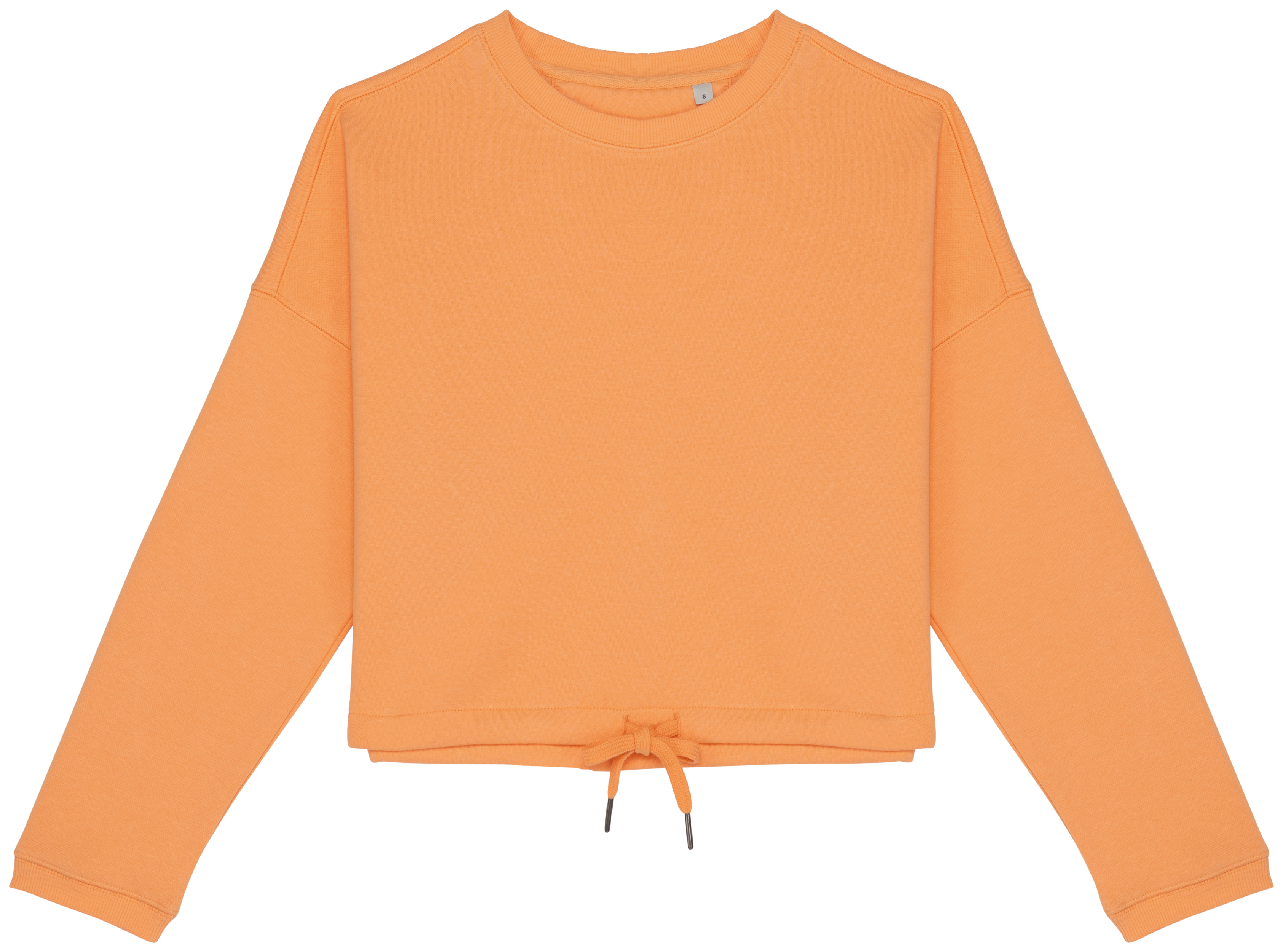 Sweatshirt eco-respons´ável decote redondo oversize crop de senhora — Laranja Frente