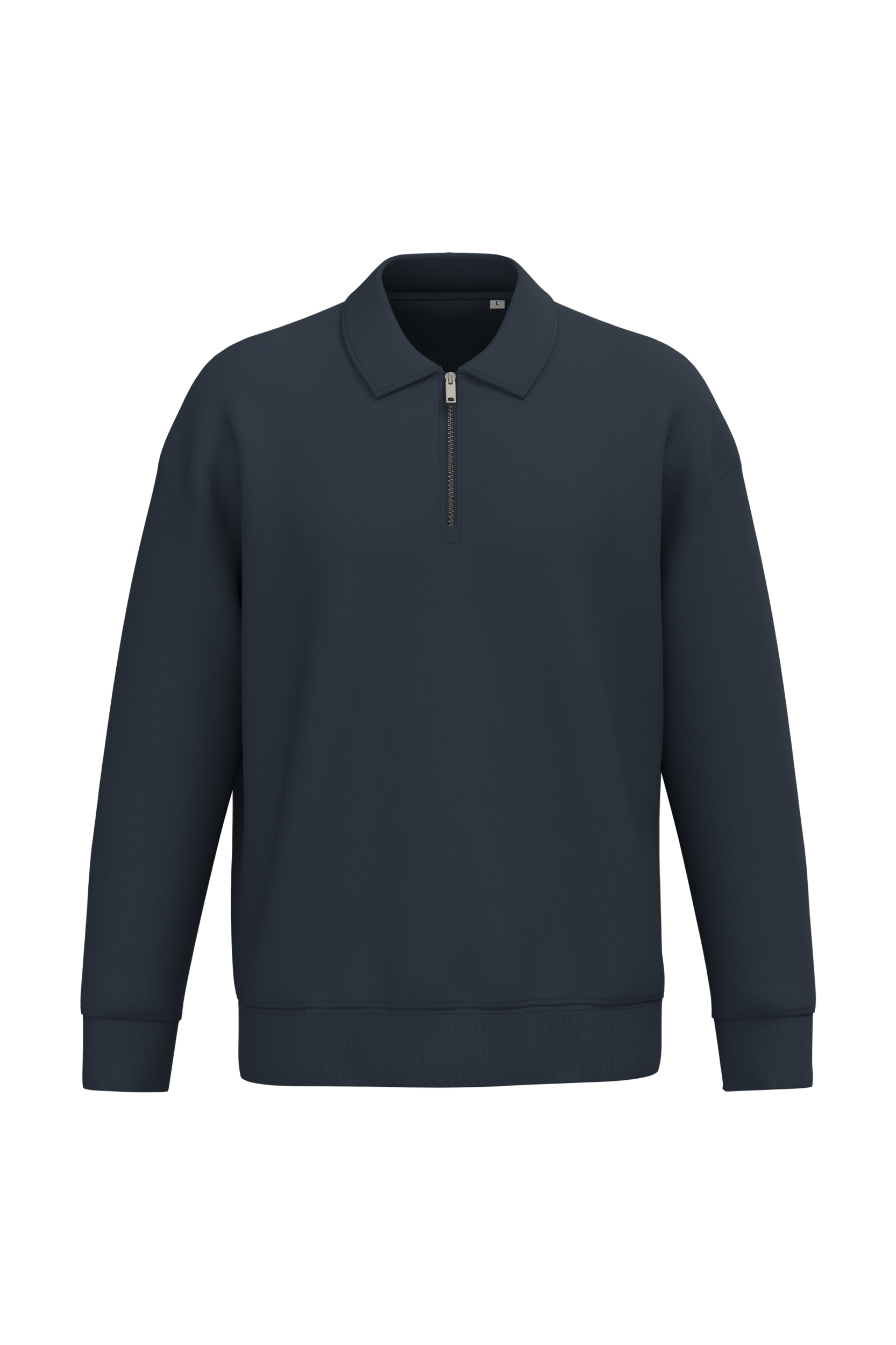 Native Spirit Unisex dropped shoulders quarter zipper sweatshirt with polo collar in navy, style NS432