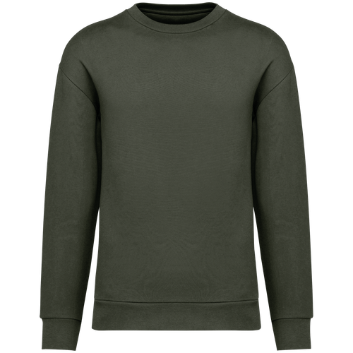 Native Spirit Unisex brushed fleece dropped shoulders round neck sweatshirt in khaki & olive, style NS435