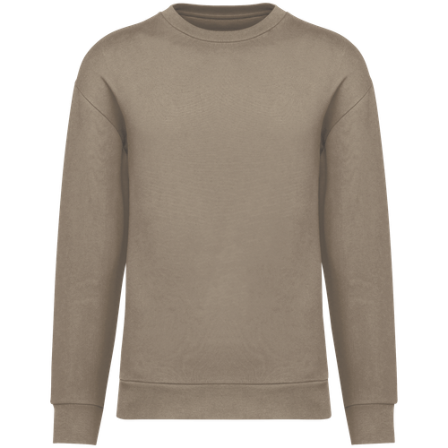 Native Spirit Unisex brushed fleece dropped shoulders round neck sweatshirt in beige & natural, style NS435