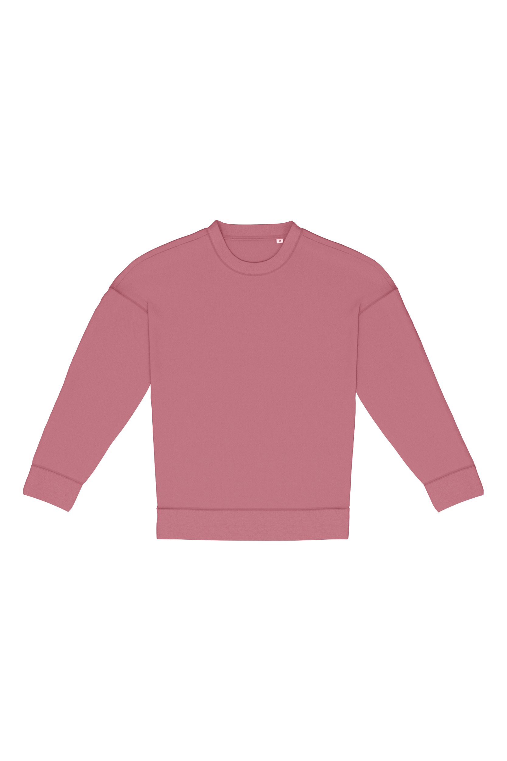 Sweatshirt eco-responsável decote redondo com ombros descaídos de senhora — Rosa Frente