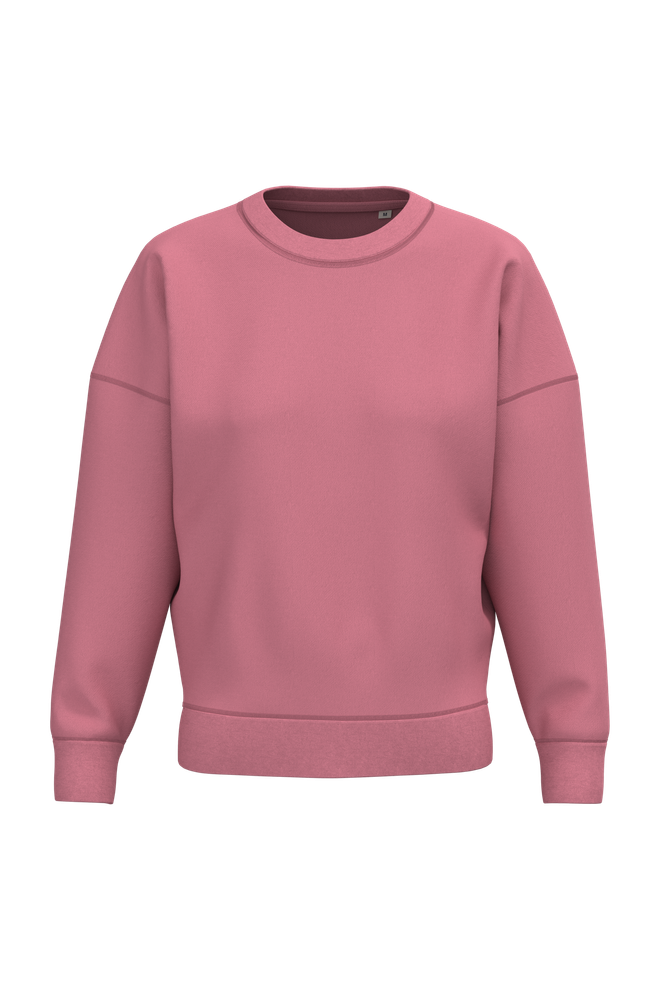 Eco-friendly ladies' dropped shoulders round neck sweatshirt
