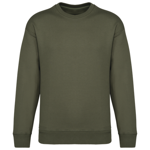 Native Spirit Unisex oversize round neck sweatshirt in khaki & olive, style NS440
