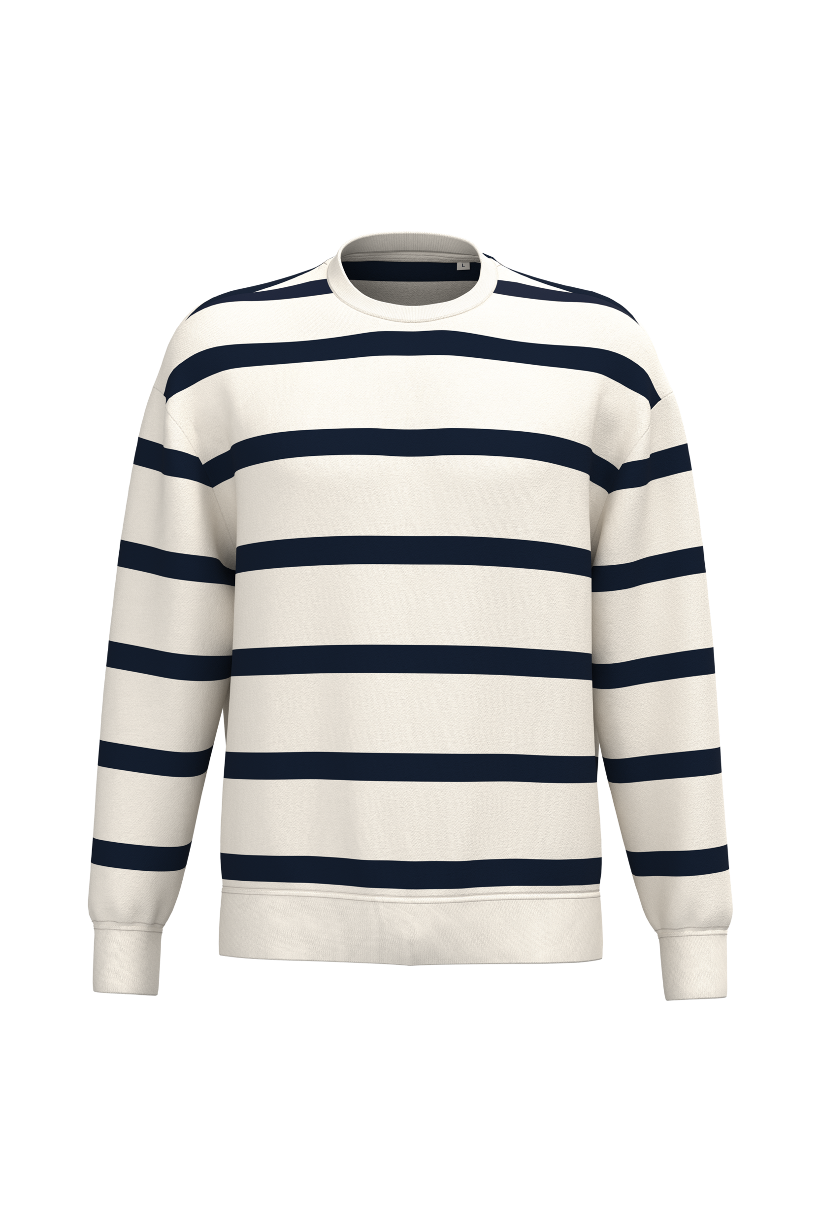 Sweat-shirt écoresponsable à col rond à rayures et épaules tombantes unisexe - Image 12