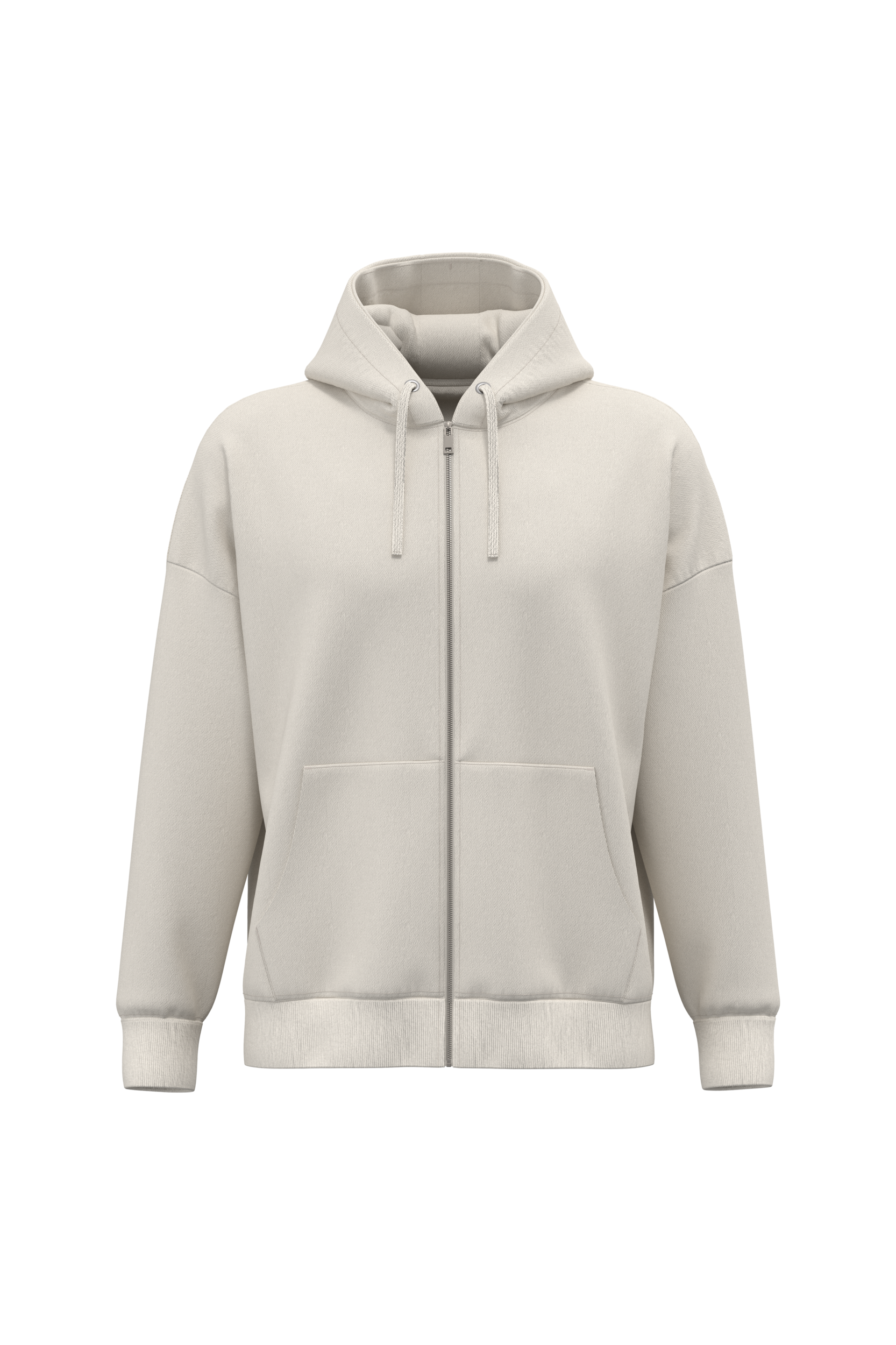 Sweat-shirt écoresponsable zippé à capuche oversize unisexe — Ivory