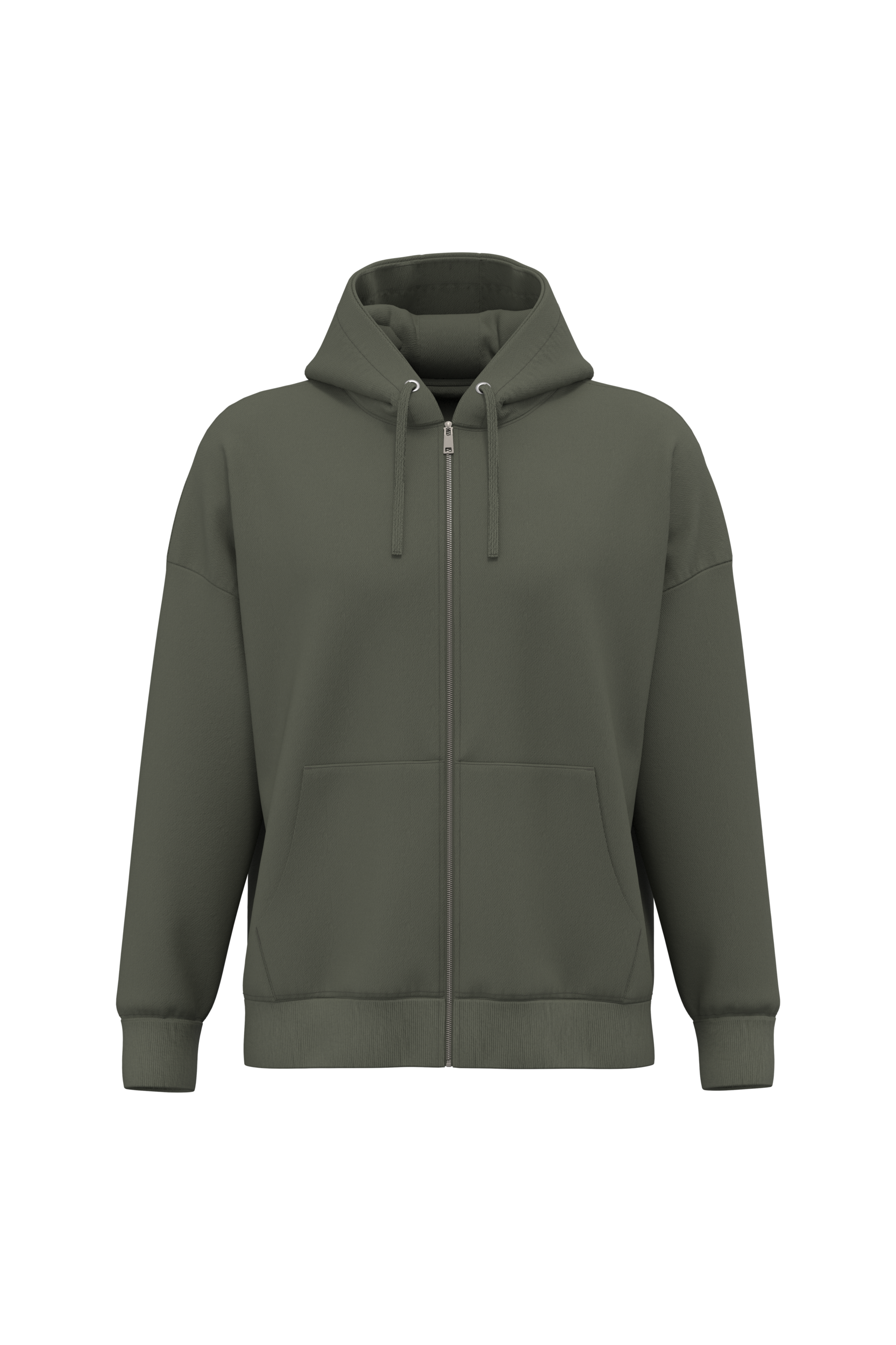 Sweat-shirt écoresponsable zippé à capuche oversize unisexe — Organic Khaki
