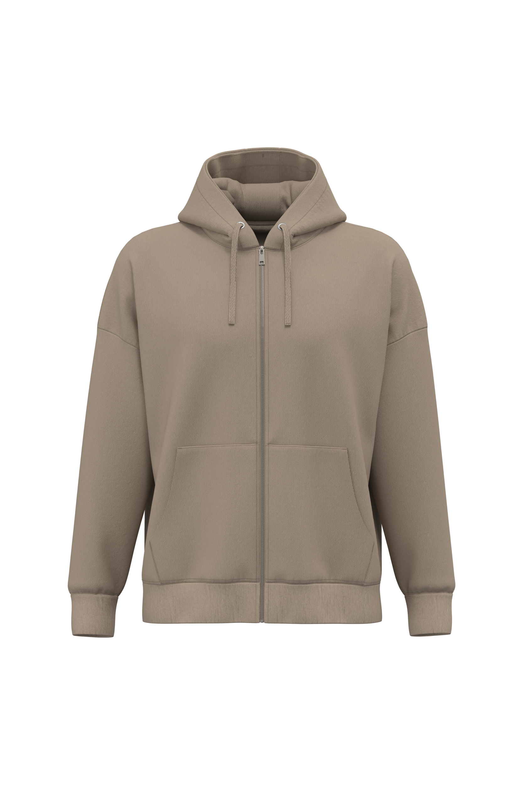 Sweat-shirt écoresponsable zippé à capuche oversize unisexe — Wet Sand