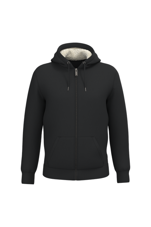 Native Spirit Unisex sherpa-lined full zip sweatshirt in black, style NS460