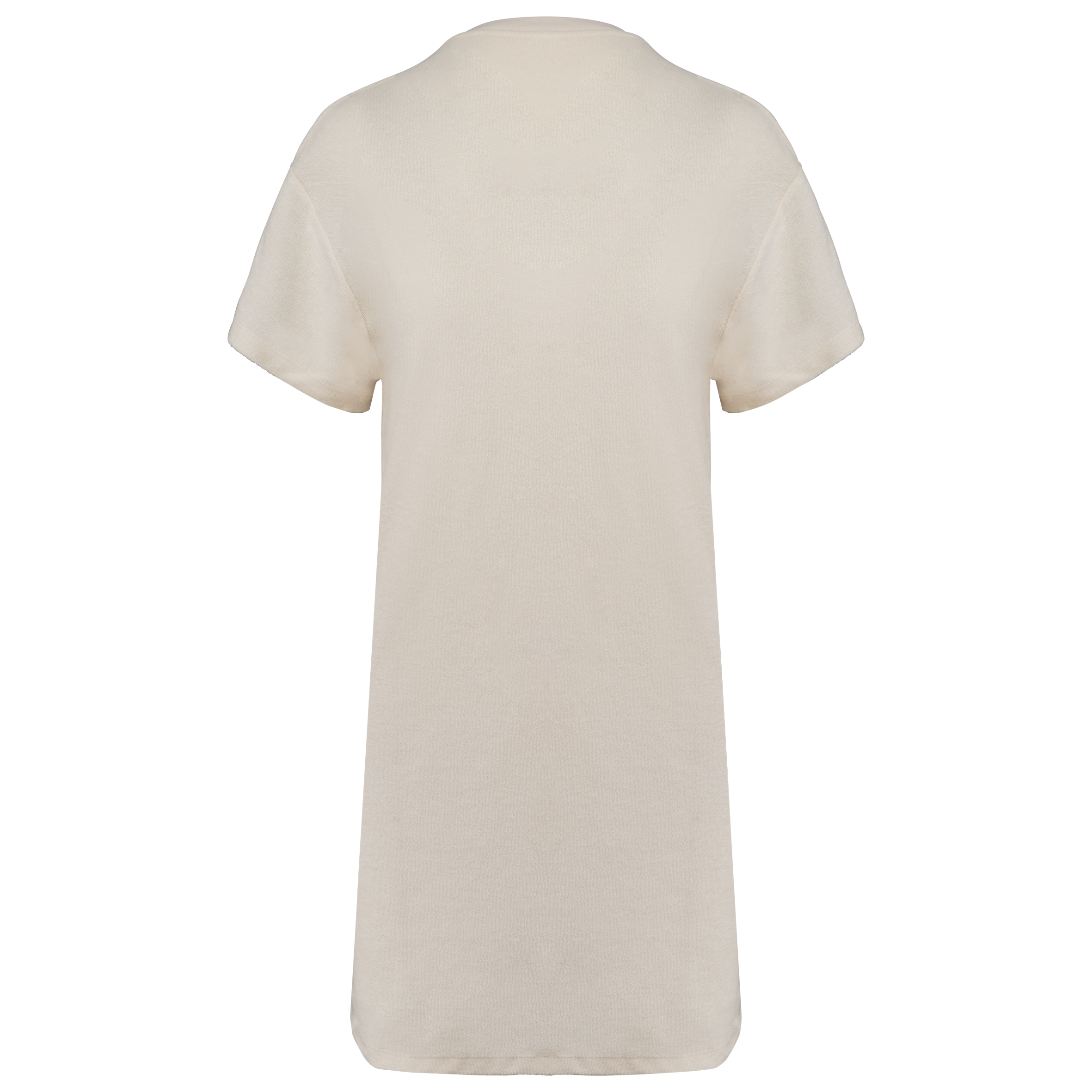 Vestido eco-responsável  em malha turca com ombros descaídos de senhora - Ivory