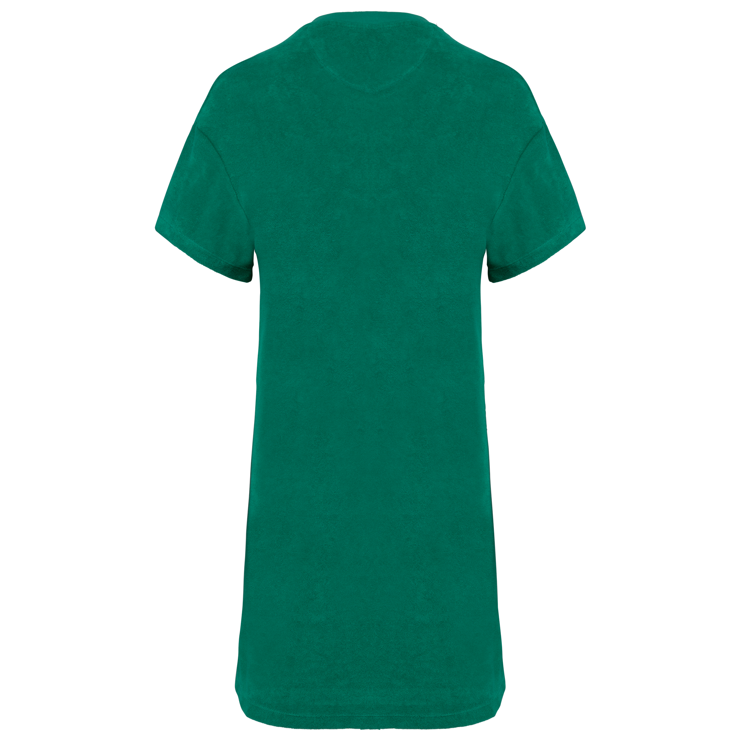 Vestido eco-responsável  em malha turca com ombros descaídos de senhora - Malachite Green