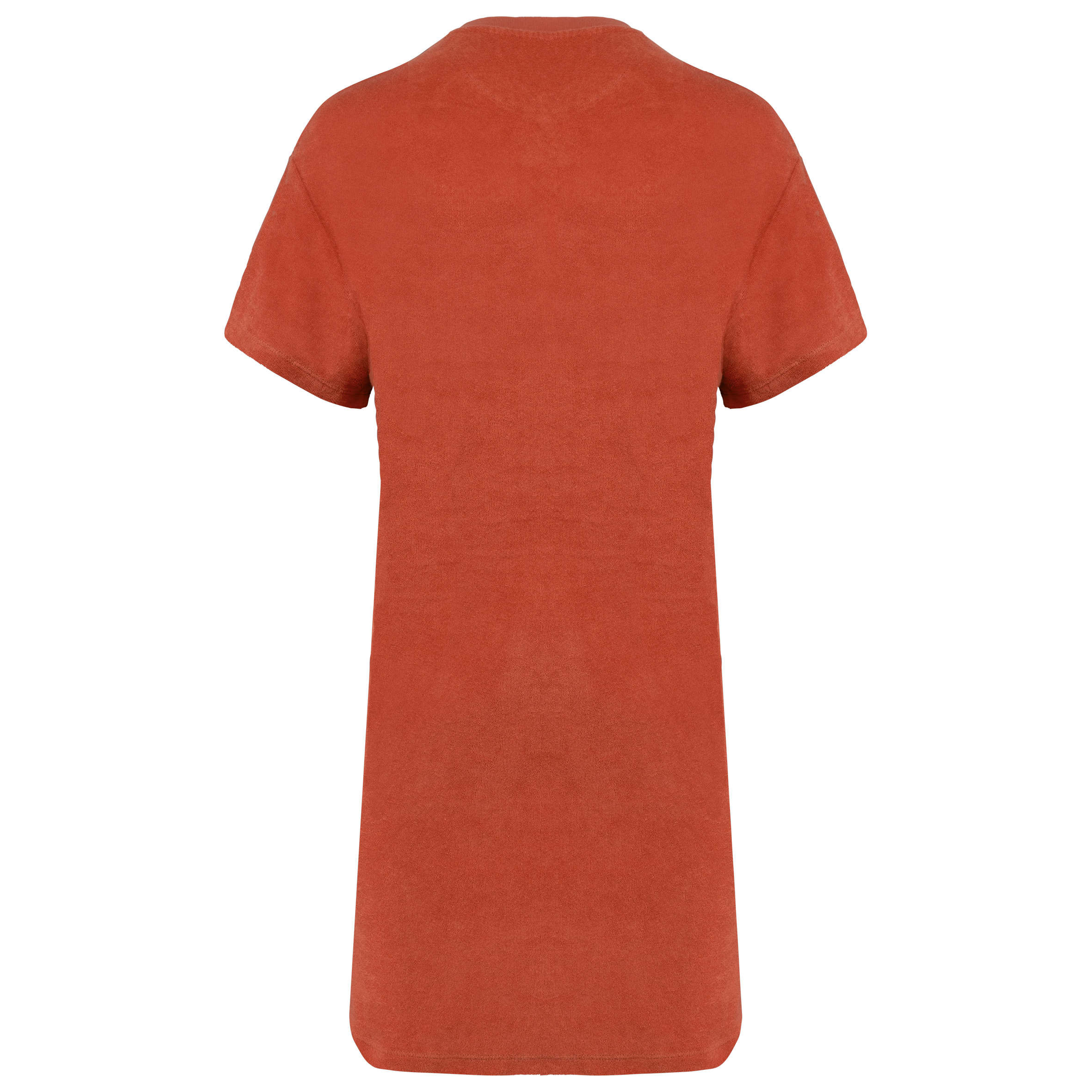 Vestido eco-responsável  em malha turca com ombros descaídos de senhora - Pomelo