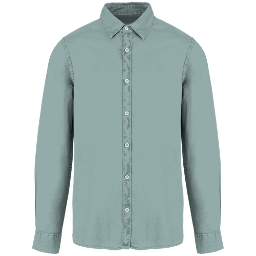 Native Spirit Men's washed effect shirt in green, style NS502