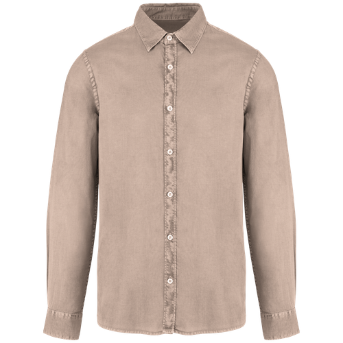 Native Spirit Men's washed effect shirt in beige & natural, style NS502