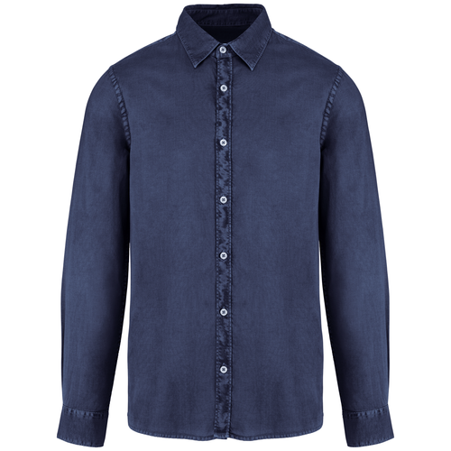Native Spirit Men's washed effect shirt in navy, style NS502