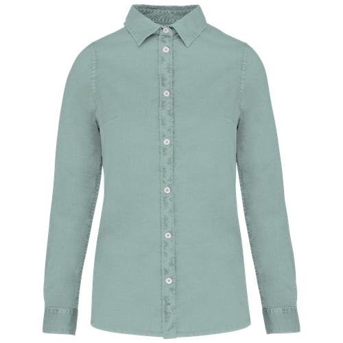 Native Spirit Women's washed effect shirt in green, style NS503