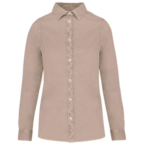 Native Spirit Women's washed effect shirt in beige & natural, style NS503