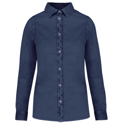 Native Spirit Women's washed effect shirt in navy, style NS503