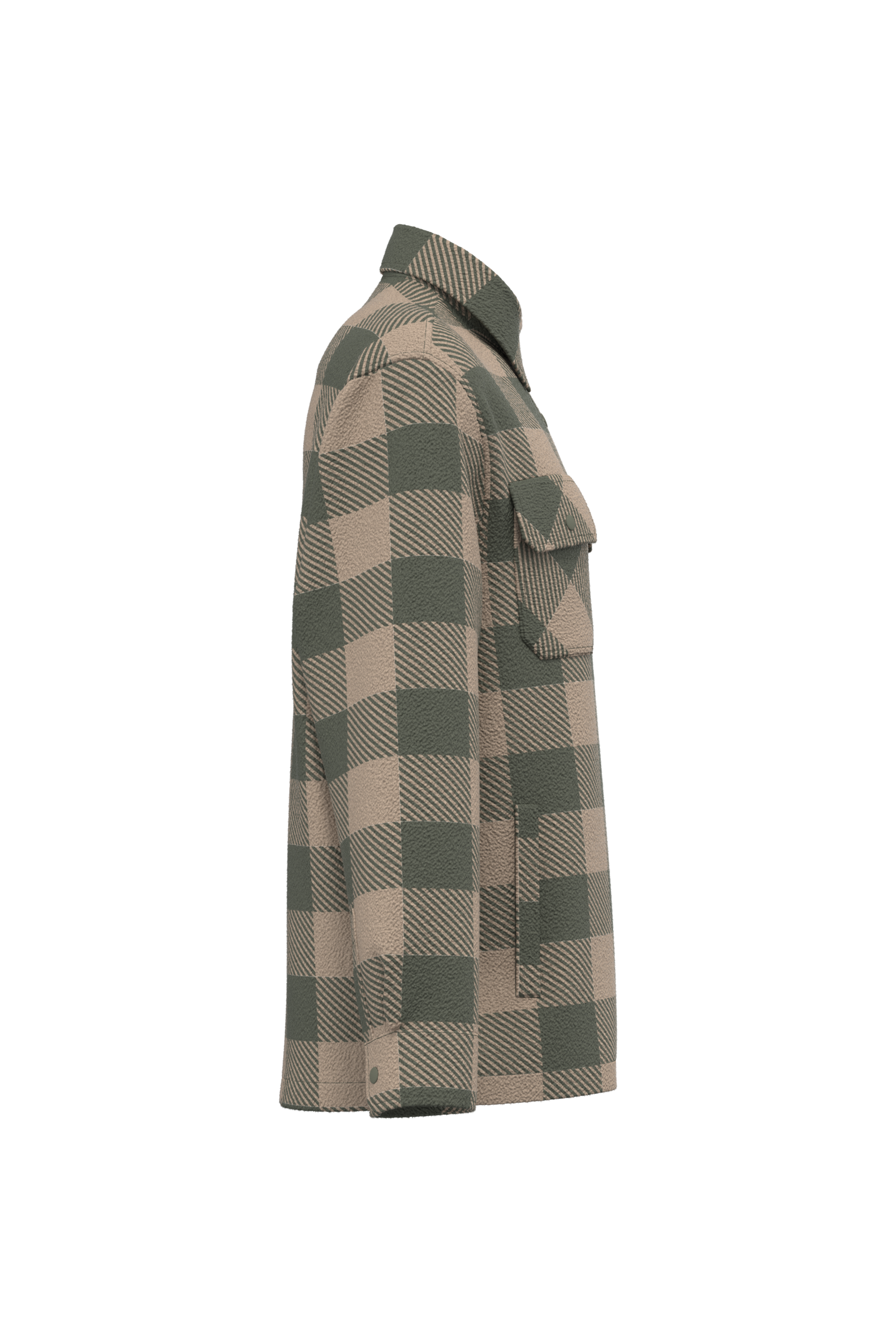 wet sand / organic khaki checked Sobrecamisa acolchada a cuadros sostenible hombre