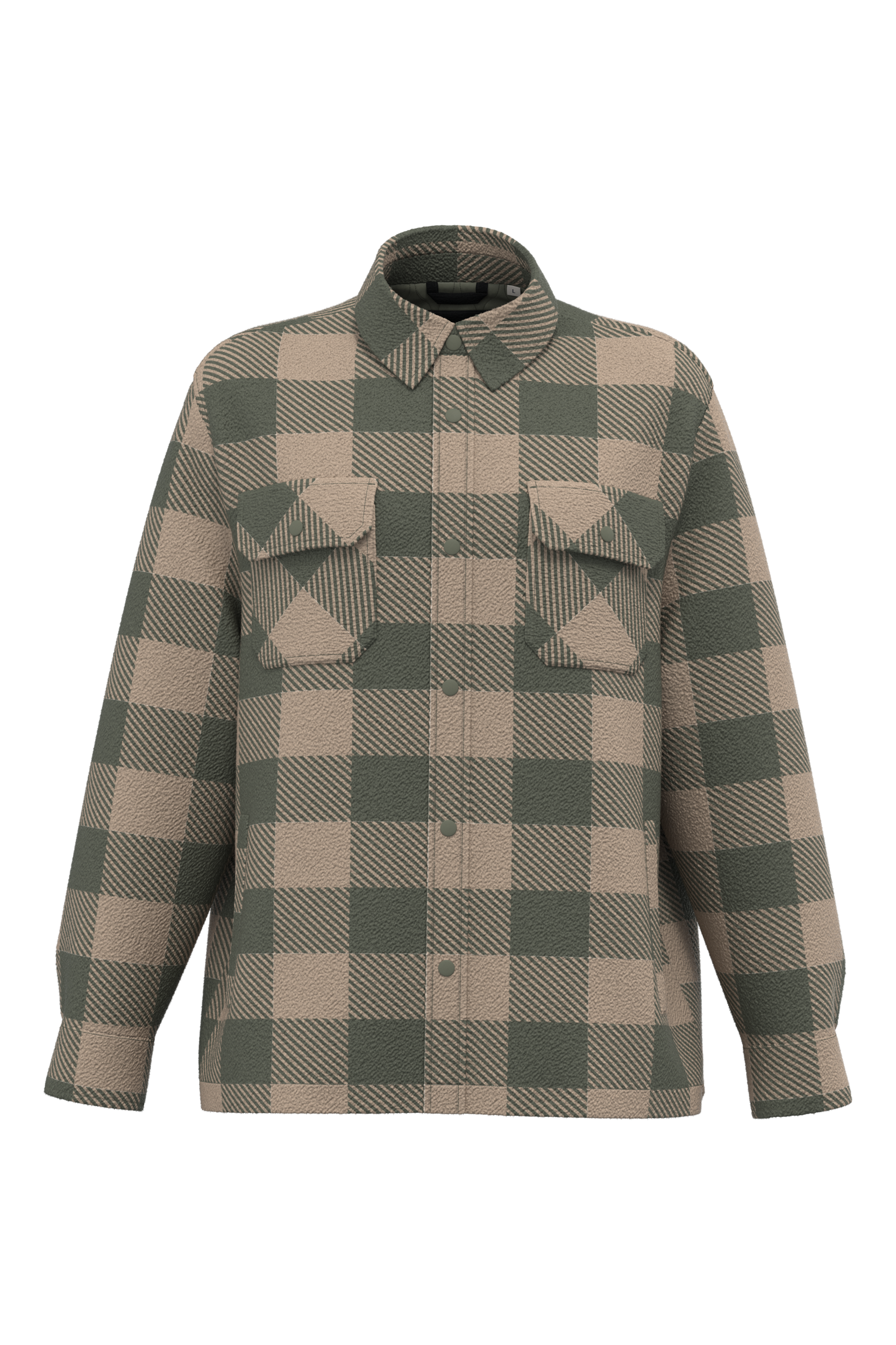 wet sand / organic khaki checked Sobrecamisa acolchada a cuadros sostenible hombre