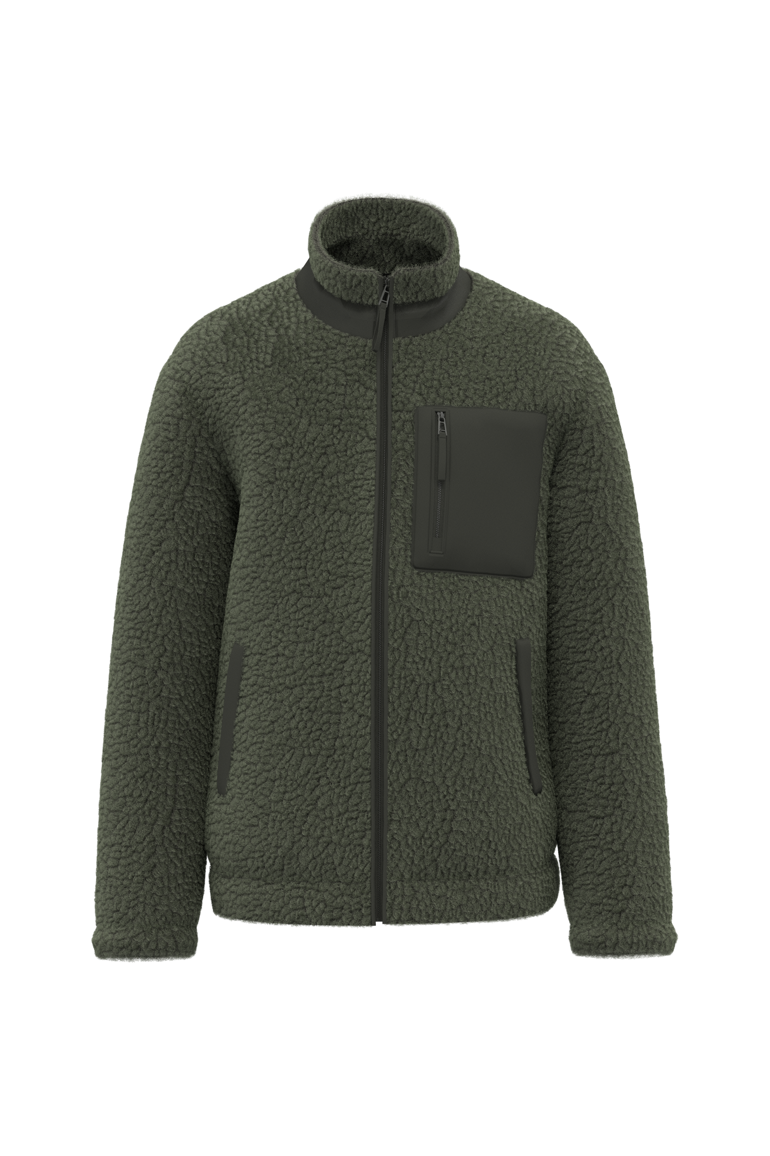 Native Spirit Unisex sherpa jacket in khaki & olive, style NS604