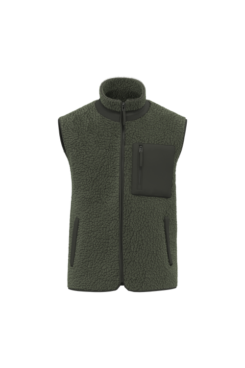 Native Spirit Unisex sherpa bodywarmer in khaki & olive, style NS624